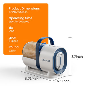 oneisall Dog Grooming Vacuum Kit – 7 Tools, 1.5L Dust Cup, Clipper & Nail Grinder