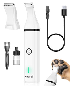 oneisall Cordless Dog Clippers with Double Blades & Low Noise (White)