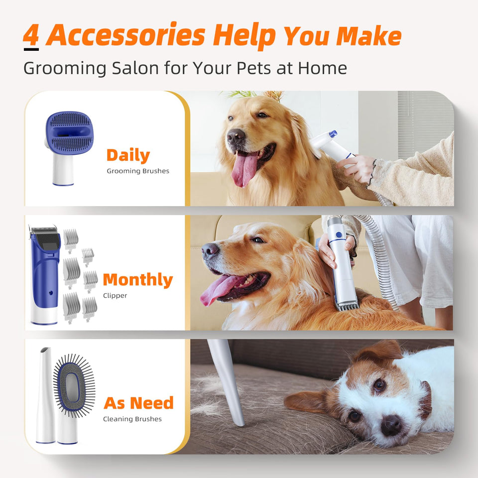 buenkee Dog Grooming Kit with Vacuum, Clipper & Shedding Brush