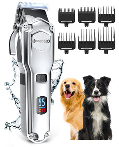 oneisall Rechargeable Dog Clippers for Thick Coats – Low Noise & Waterproof (Silver)