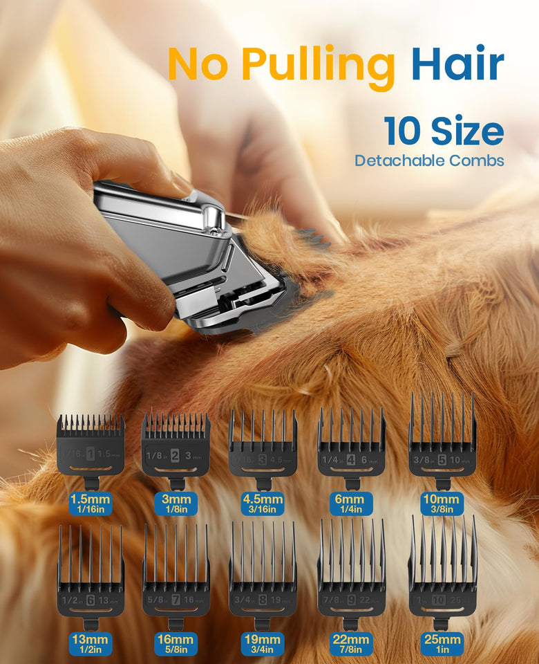 oneisall Rechargeable Dog Clippers for Thick Coats – Low Noise & Waterproof (Silver)