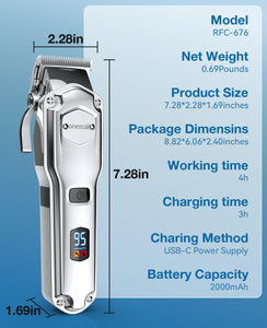 oneisall Rechargeable Dog Clippers for Thick Coats – Low Noise & Waterproof (Silver)
