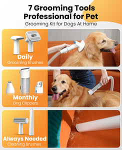 oneisall 13000Pa Dog Grooming Vacuum & Clippers Kit with 7 Tools