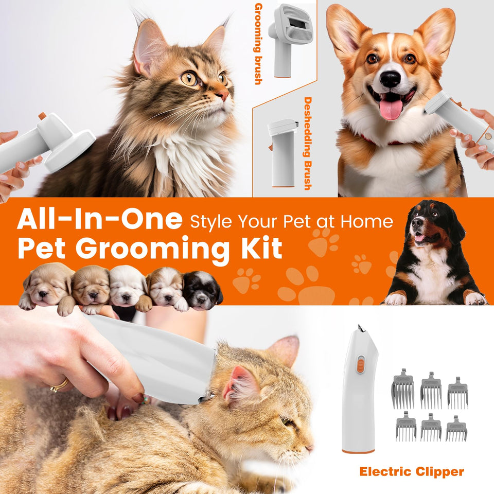 ubrobo Dog Grooming Vacuum Kit – 12,000Pa Vacuum, Clippers & Shedding Brush (PG10)
