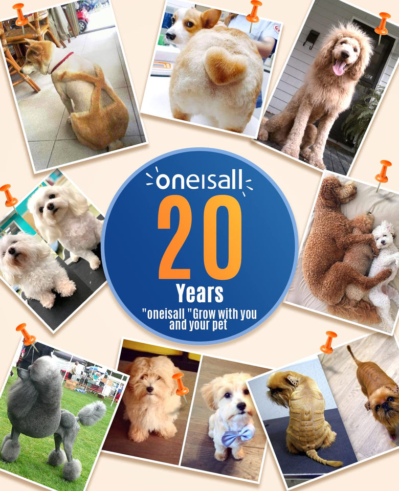 oneisall Cordless Dog Clippers with Double Blades & Low Noise (White)