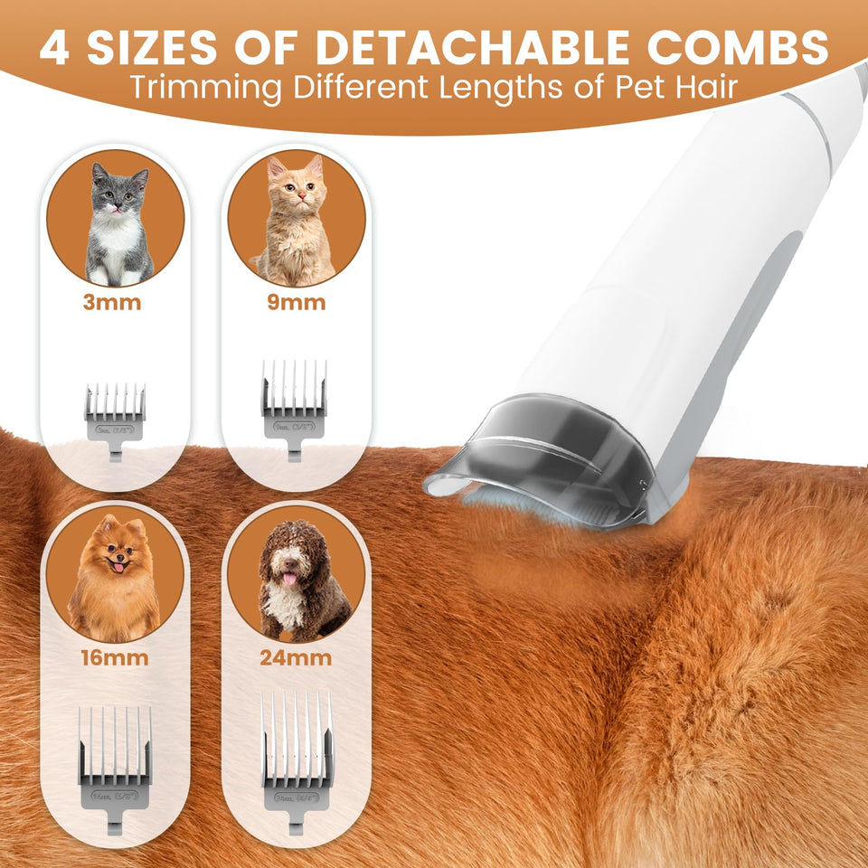 PG50 Plus Dog Grooming Vacuum Kit – 7 Tools, 11000Pa, Nail Trimmer & Clipper