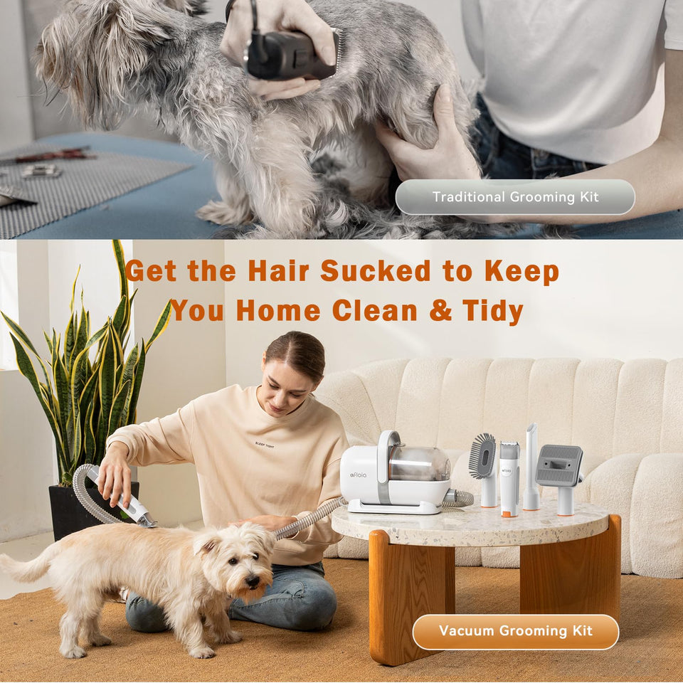 Afloia Dog Grooming Kit – Vacuum, Clippers, Nail Trimmer & 6 Tools